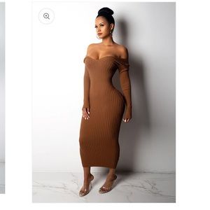 Brown knit dress perfect for date night or just casual day on the town !